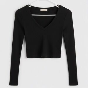 BOZZOLO Women’s Long Sleeve Casual Crop Top